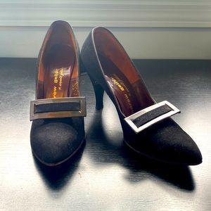 Vintage Black Suede Andrew Gellar Pumps